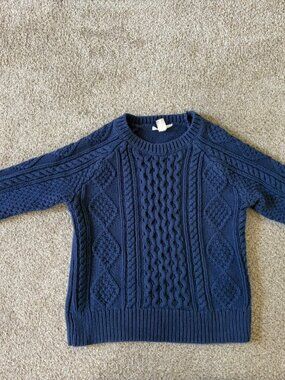 Crewcuts Boys Navy Cable Knit Fisherman Sweater XS (4-5)